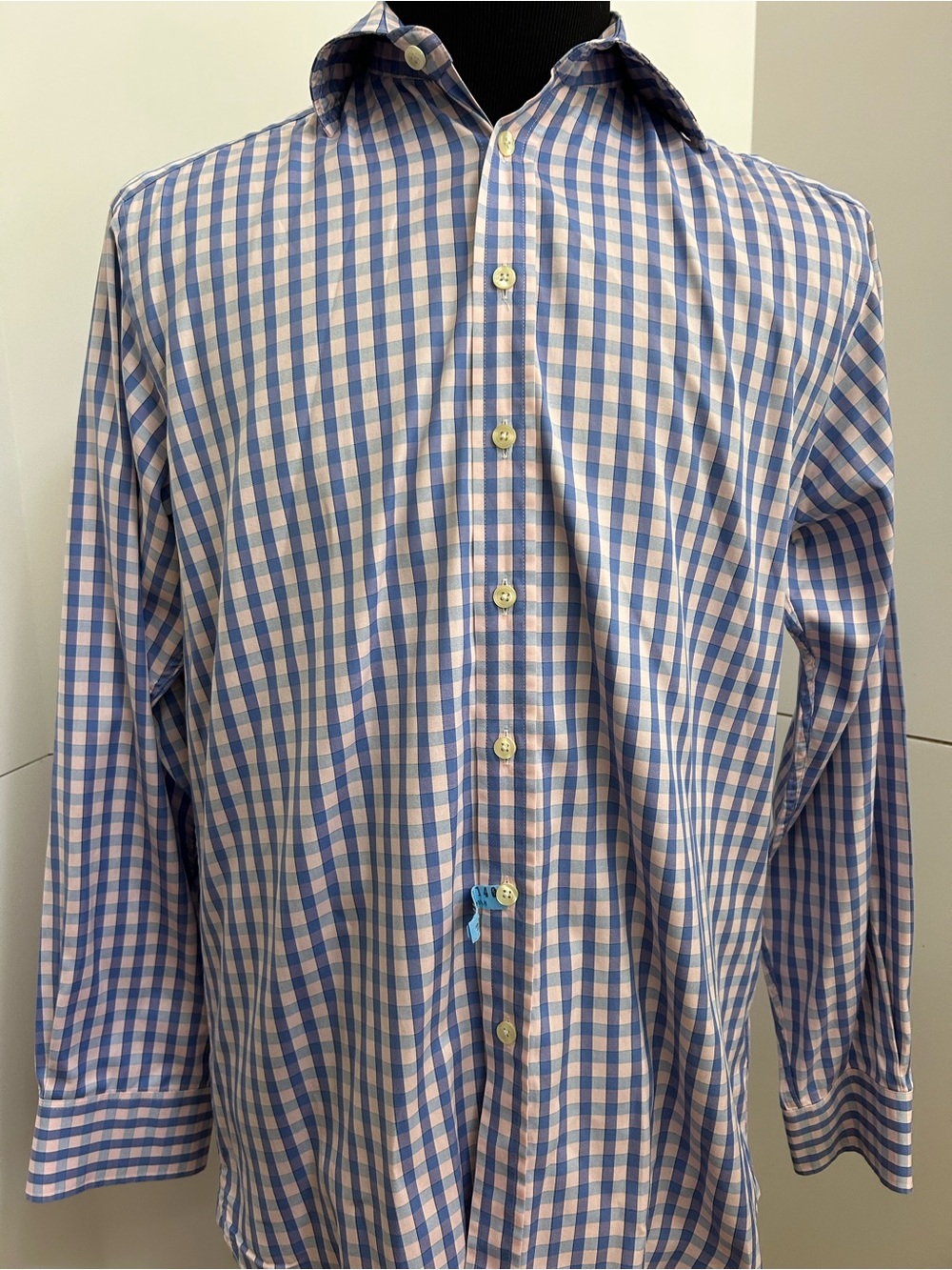 Burberry Blue and Pink Gingham Dress Shirt